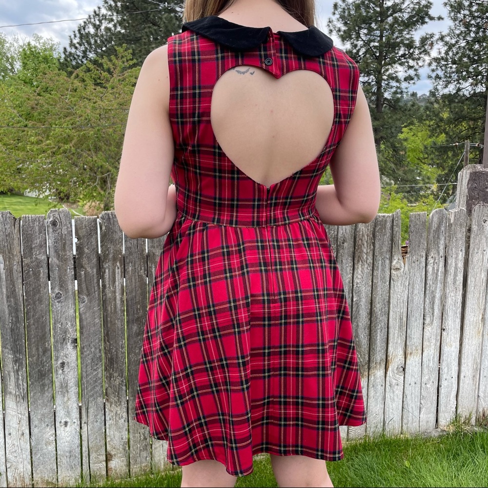 Hell Bunny Plaid Heart Cutout Dress